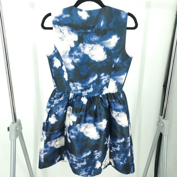 Kate Spade Navy and White Cloud Print Mini Dress - Picture 3 of 15